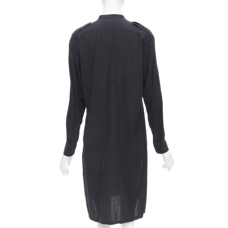 DRIES VAN NOTEN chemise à poches cargo en coton lavé noir, boutonnée sur le devant FR36 XS Pour femmes en vente