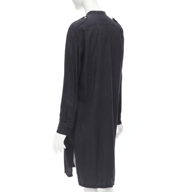 DRIES VAN NOTEN chemise à poches cargo en coton lavé noir, boutonnée sur le devant FR36 XS en vente 1