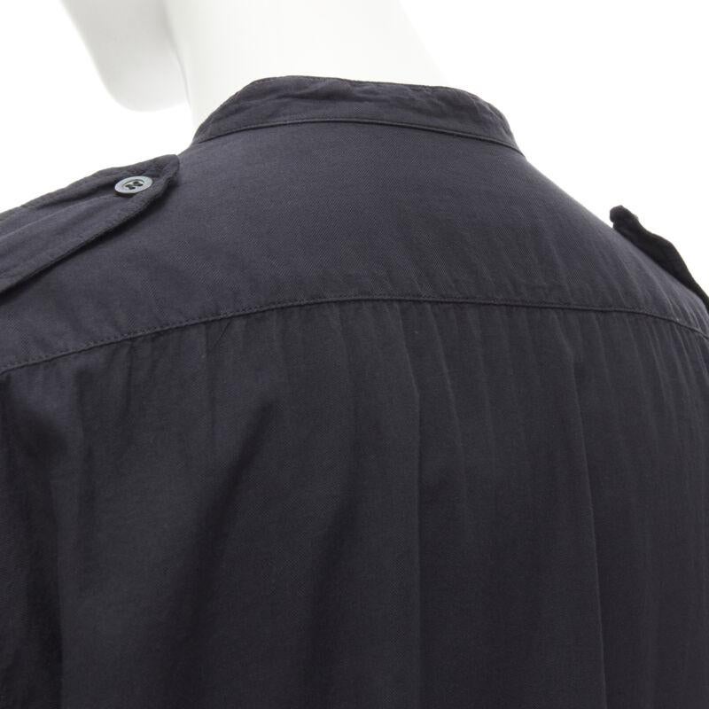 DRIES VAN NOTEN chemise à poches cargo en coton lavé noir, boutonnée sur le devant FR36 XS en vente 3