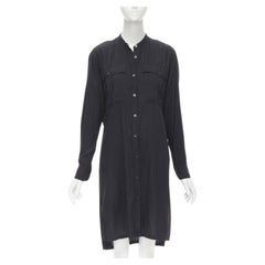 DRIES VAN NOTEN black washed cotton cargo pocket button front shirt FR36 XS