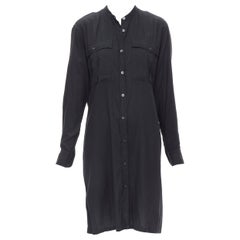 DRIES VAN NOTEN black washed cotton cargo pocket button front shirt FR36 XS