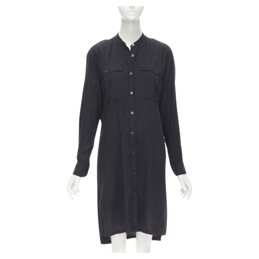 DRIES VAN NOTEN chemise à poches cargo en coton lavé noir, boutonnée sur le devant FR36 XS