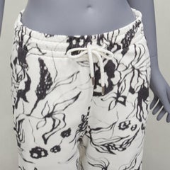 DRIES VAN NOTEN black white cotton blurry abstract floral print sweatpants S