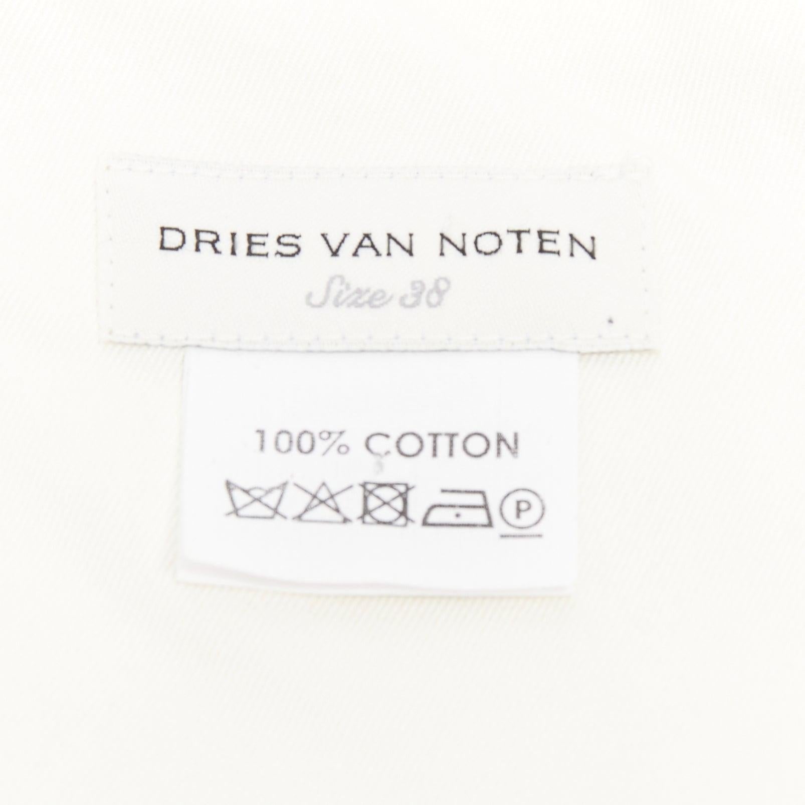 DRIES VAN NOTEN black white cotton watercolor floral print midi skirt FR38 M For Sale 3