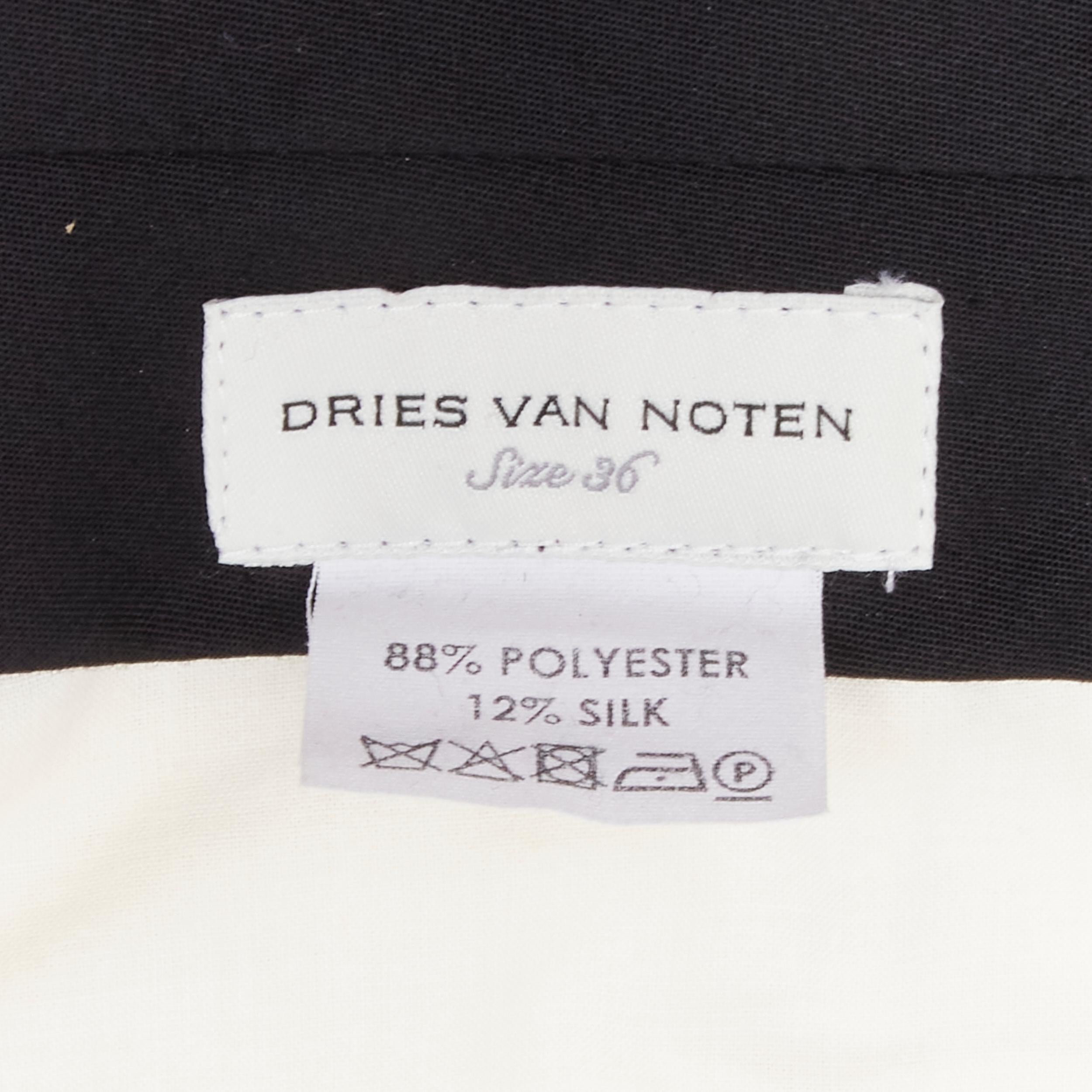 DRIES VAN NOTEN black white polyester silk striped pleat front shorts FR36 S For Sale 3