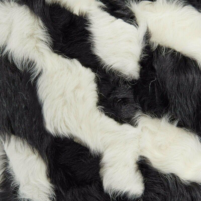 DRIES VAN NOTEN black white Tjekian goat fur high neck boxy sweater top S For Sale 3