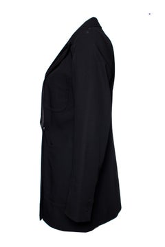 Dries van Noten, black wool blazer with shiny revert and press studs