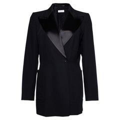 Dries van Noten, black wool blazer with shiny revert and press studs