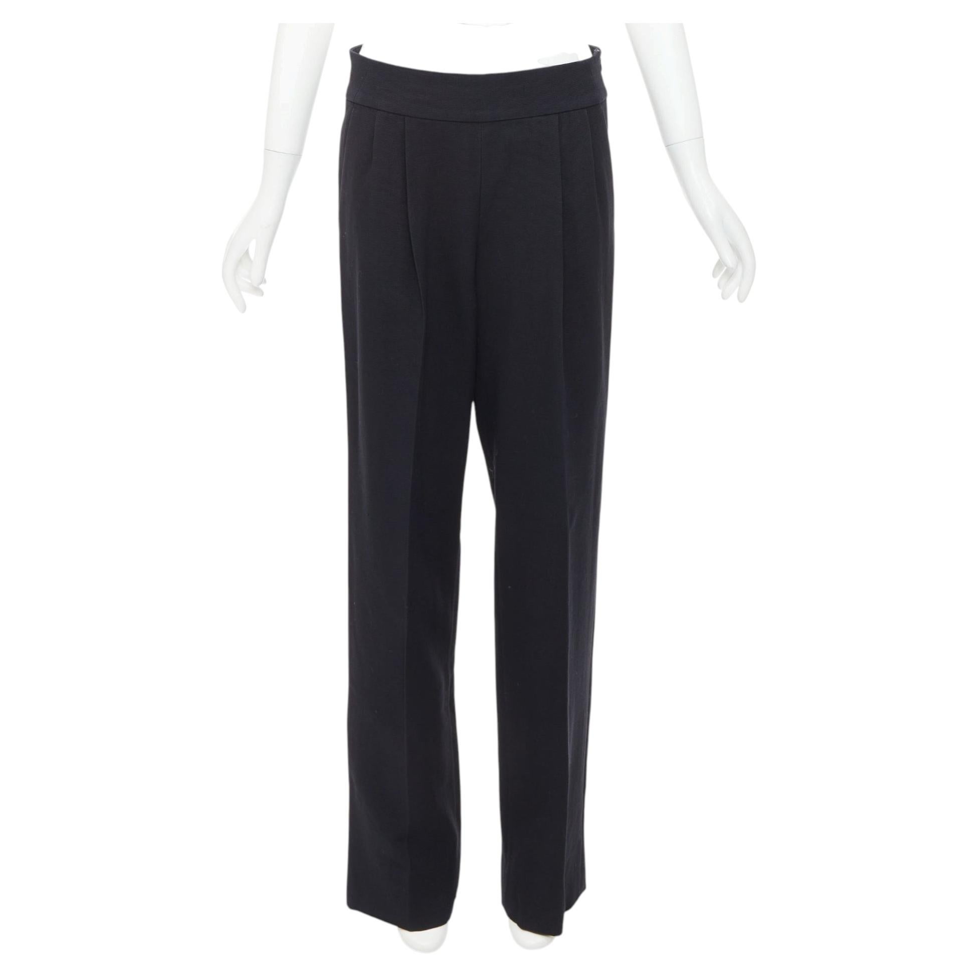 DRIES VAN NOTEN black wool cotton pleated front wide leg trousers pants FR38 M