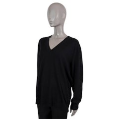 DRIES VAN NOTEN black wool TUNA V-NECK Sweater L