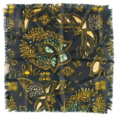 DRIES VAN NOTEN Piazza da taschino in seta astratta nera e gialla