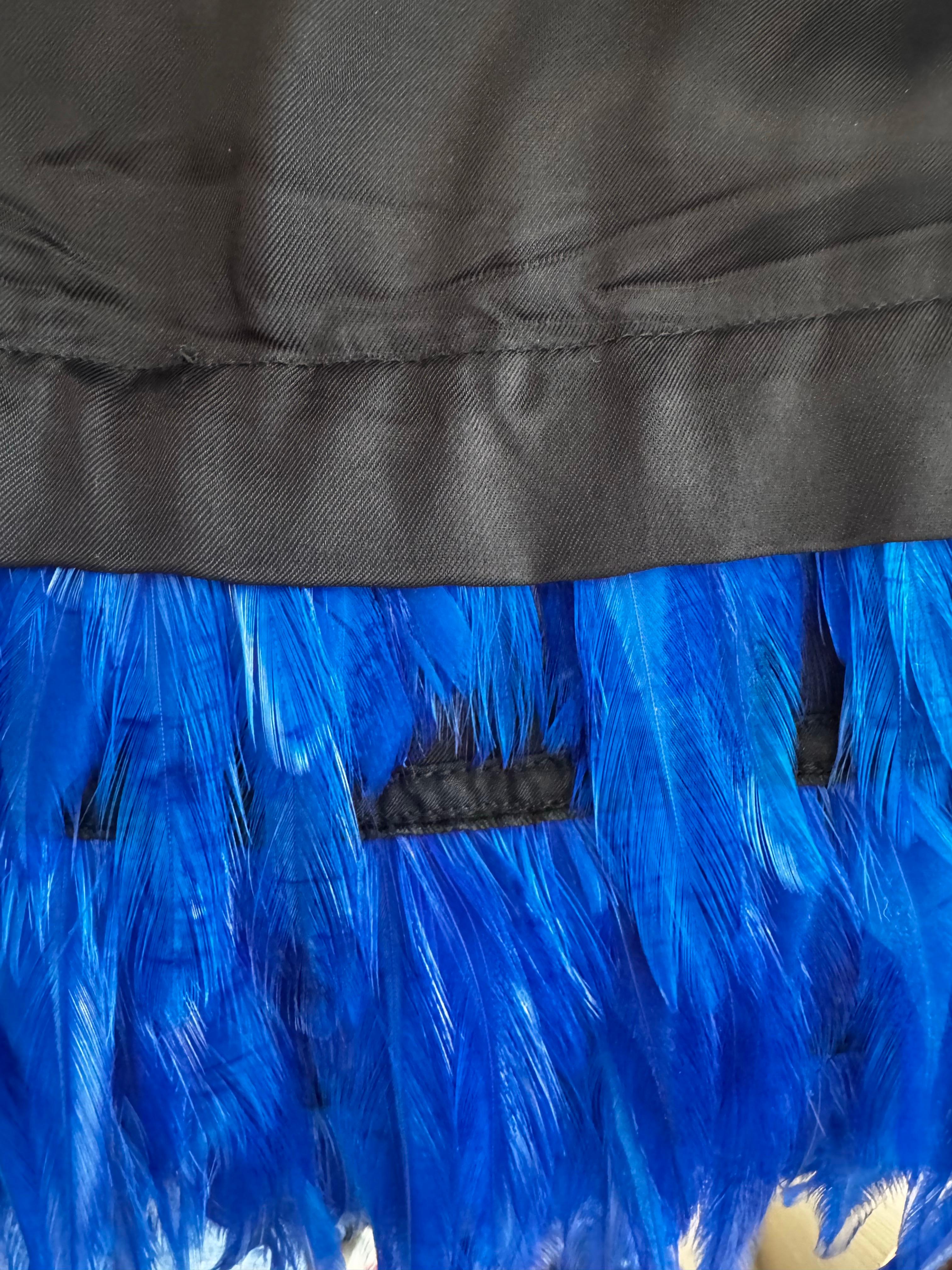 Dries van Noten Blue Feather Slip Dress For Sale 5
