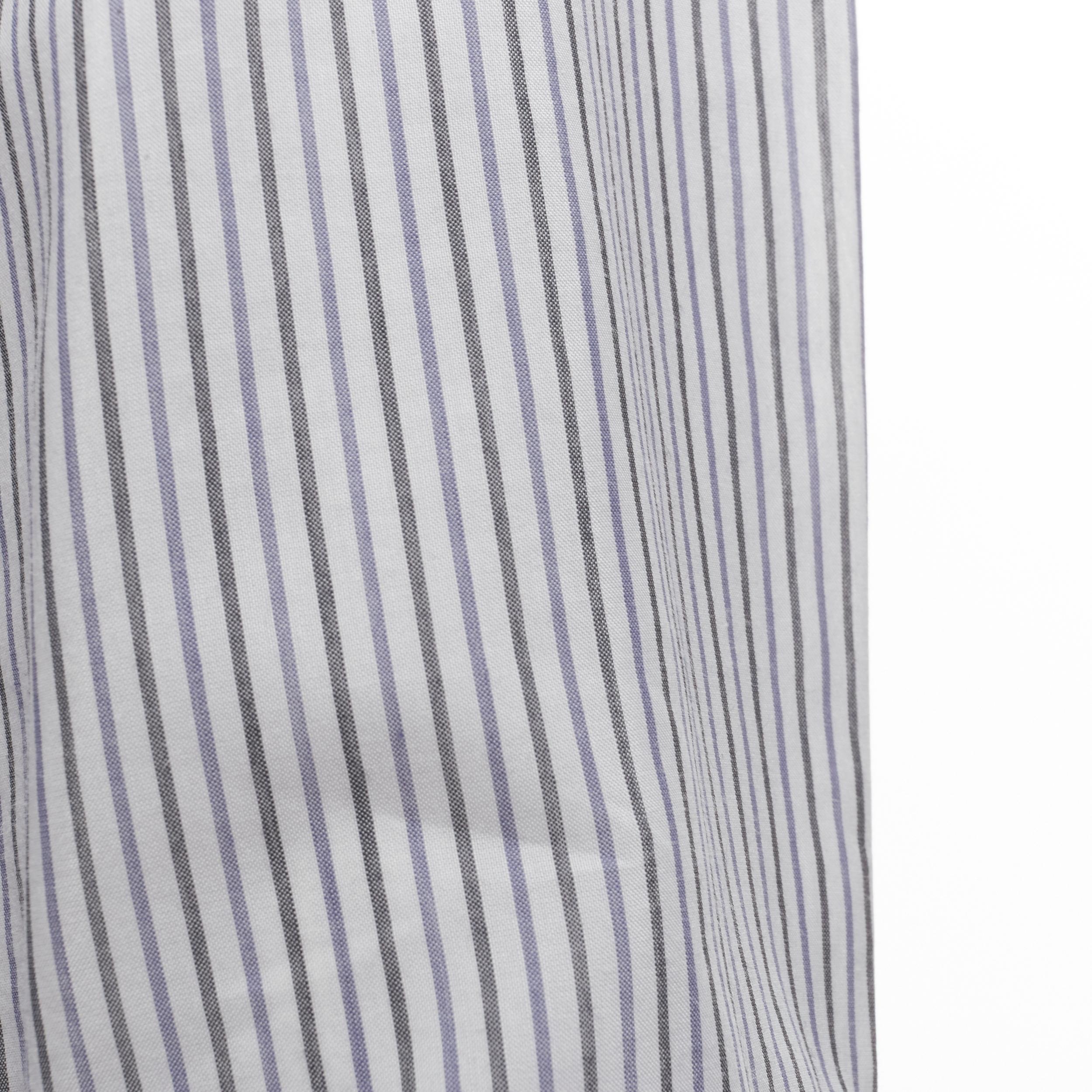 DRIES VAN NOTEN blue pinstripe cotton cupro hem long sleeve shirt dress FR34 XS For Sale 4