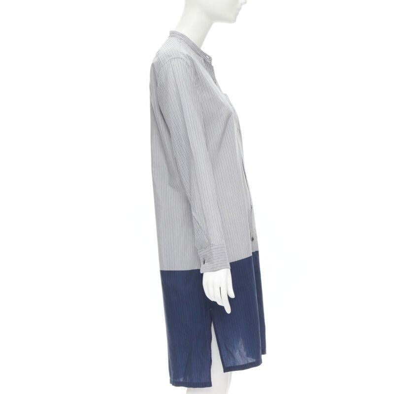 DRIES VAN NOTEN vestido camisero de manga larga FR34 XS con dobladillo de cupro de algodón a rayas azul en Excelente estado para la venta en Hong Kong, NT
