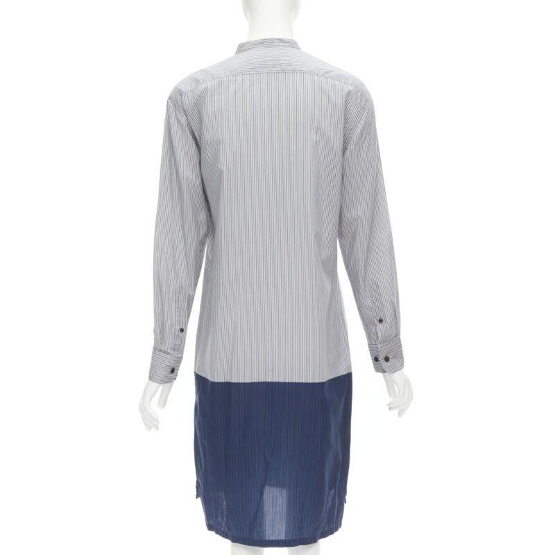 De las mujeres DRIES VAN NOTEN vestido camisero de manga larga FR34 XS con dobladillo de cupro de algodón a rayas azul en venta