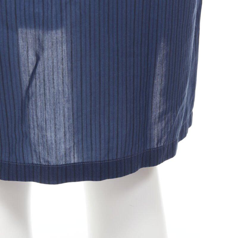 DRIES VAN NOTEN vestido camisero de manga larga FR34 XS con dobladillo de cupro de algodón a rayas azul en venta 4