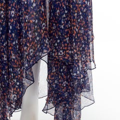 DRIES VAN NOTEN Blauer Nadelstreifen-Taschentuchrock mit durchsichtigem Paisleymuster FR36 S