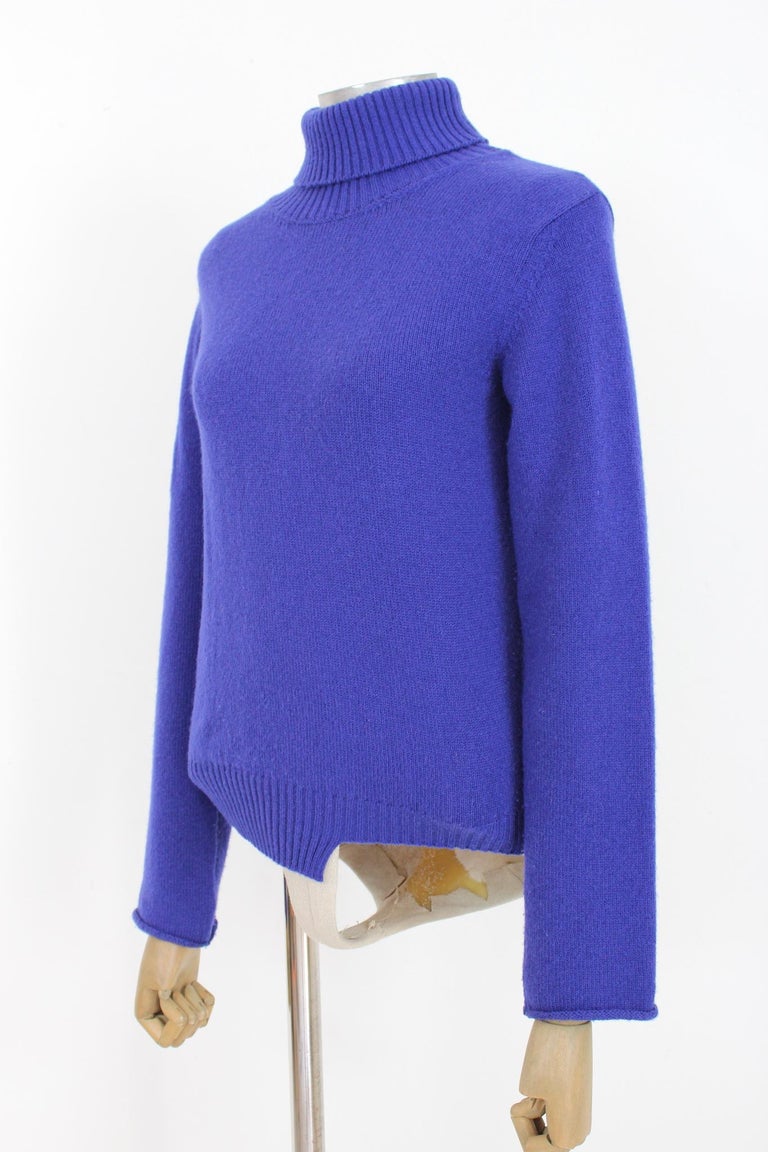 Dries Van Noten Blue Wool Vintage Turtleneck Sweater at 1stDibs