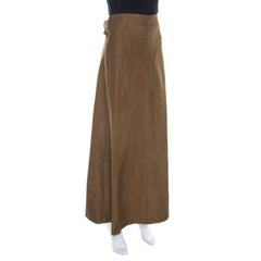 Dries Van Noten Bronze Gold Striped Cotton Blend Maxi Skirt S