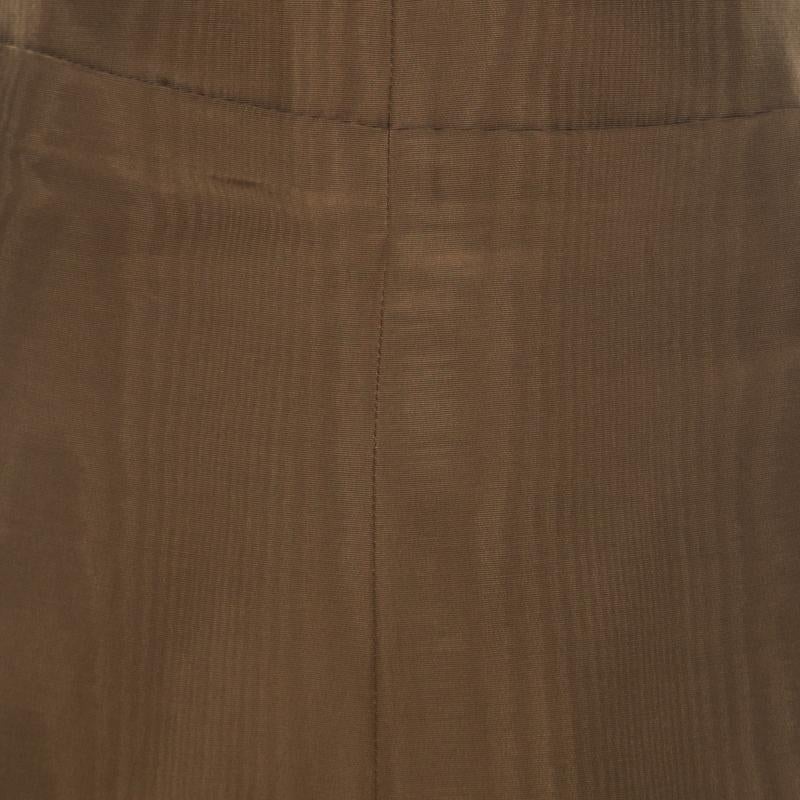 Brown Dries Van Noten Bronze Gold Striped Cotton Blend Maxi Skirt S For Sale