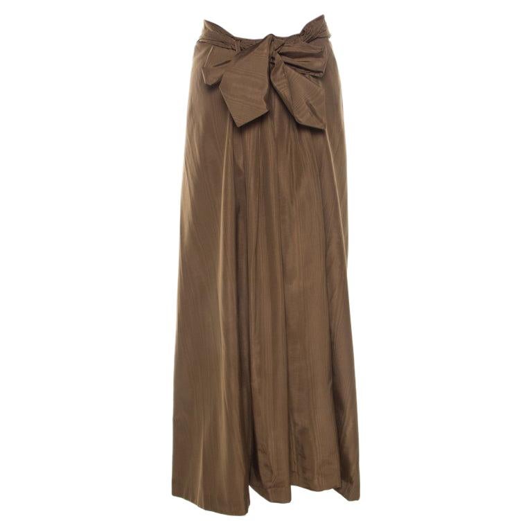 Dries Van Noten Bronze Gold Striped Cotton Blend Maxi Skirt S