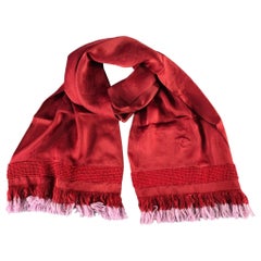 Sciarpa con frange in seta marrone e bordeaux di Dries van Noten