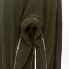 DRIES VAN NOTEN brown cotton silver zip detail sweater top M