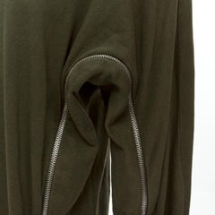DRIES VAN NOTEN brown cotton silver zip detail sweater top M