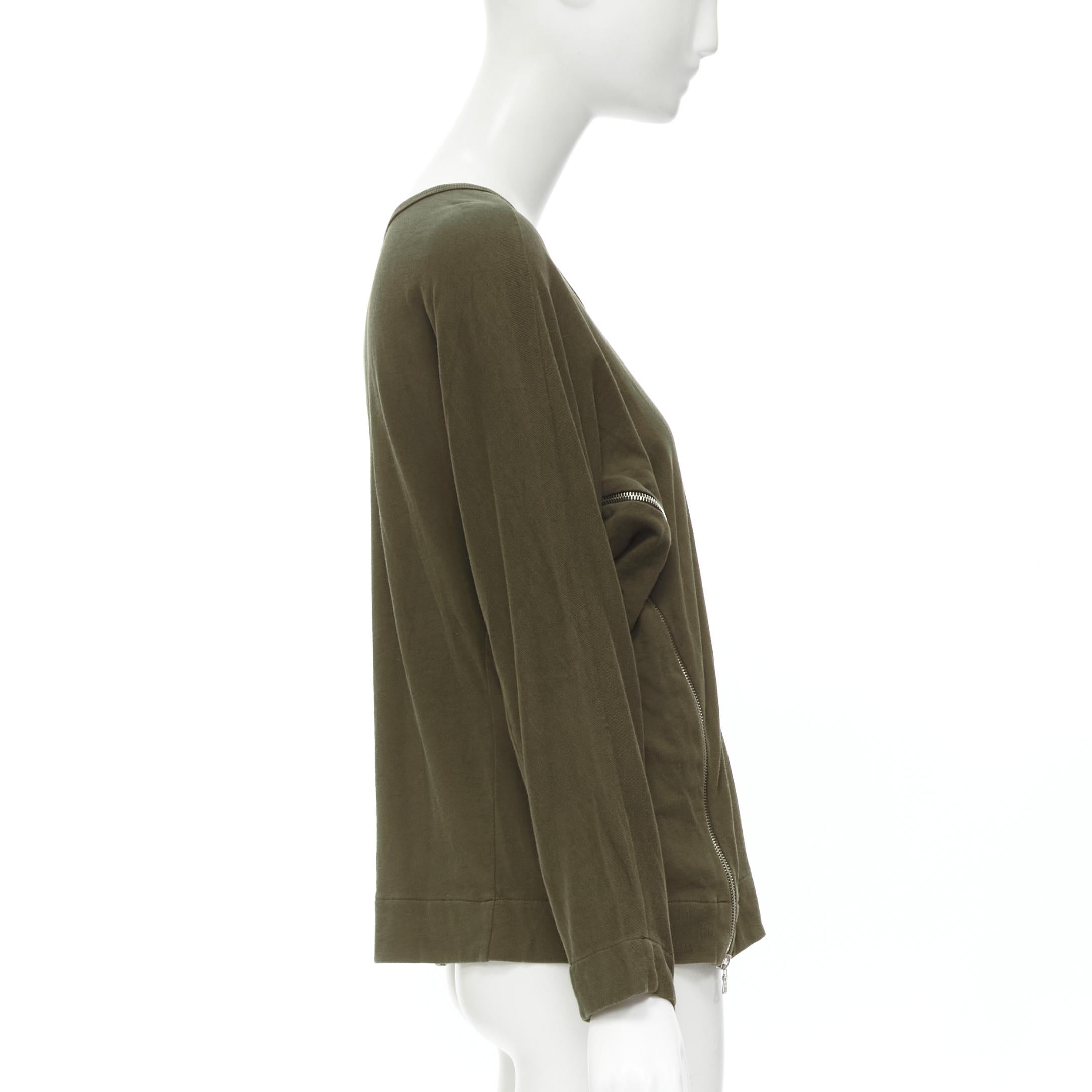 DRIES VAN NOTEN brown cotton silver zip detail sweater top M In Excellent Condition For Sale In Hong Kong, NT