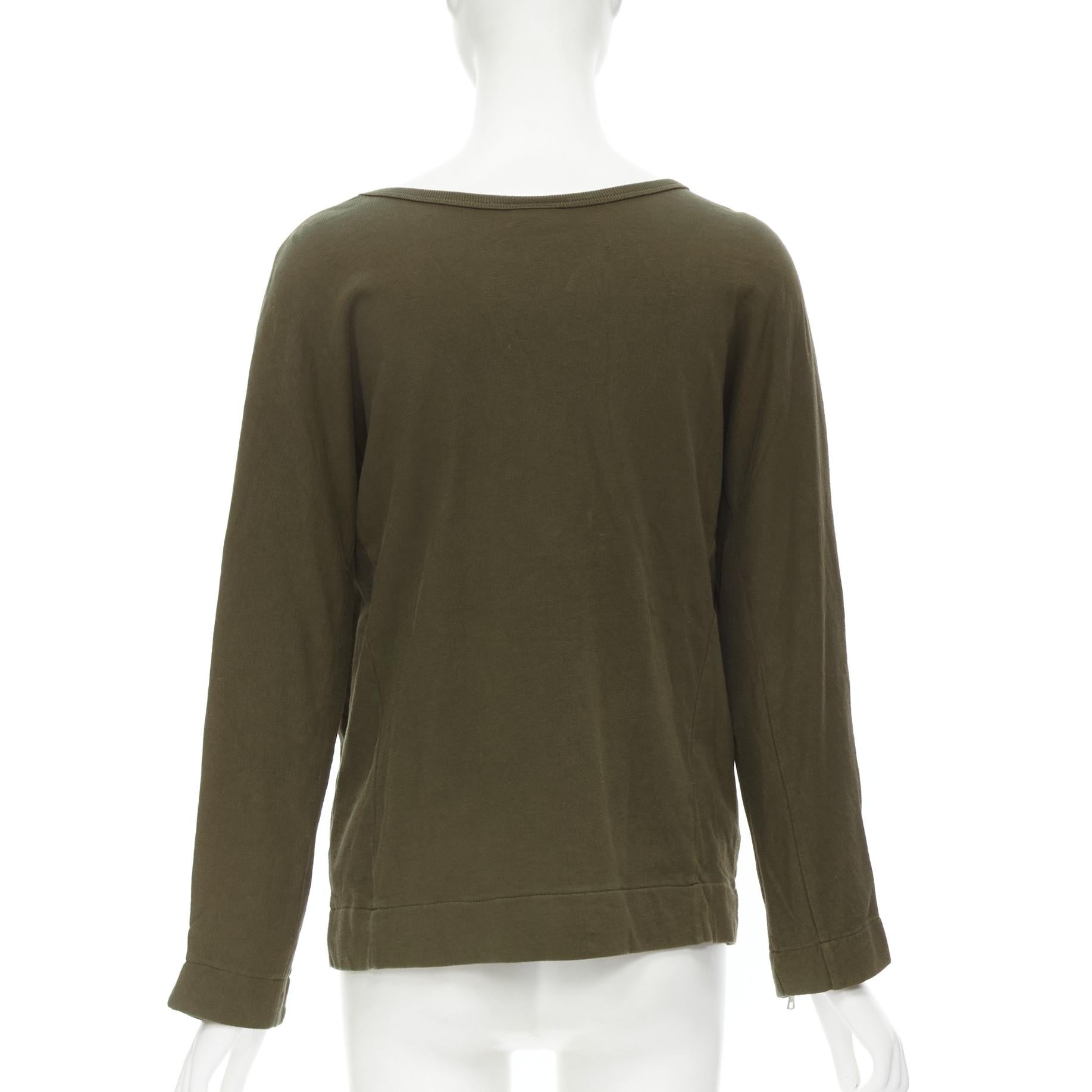 Women's DRIES VAN NOTEN brown cotton silver zip detail sweater top M For Sale