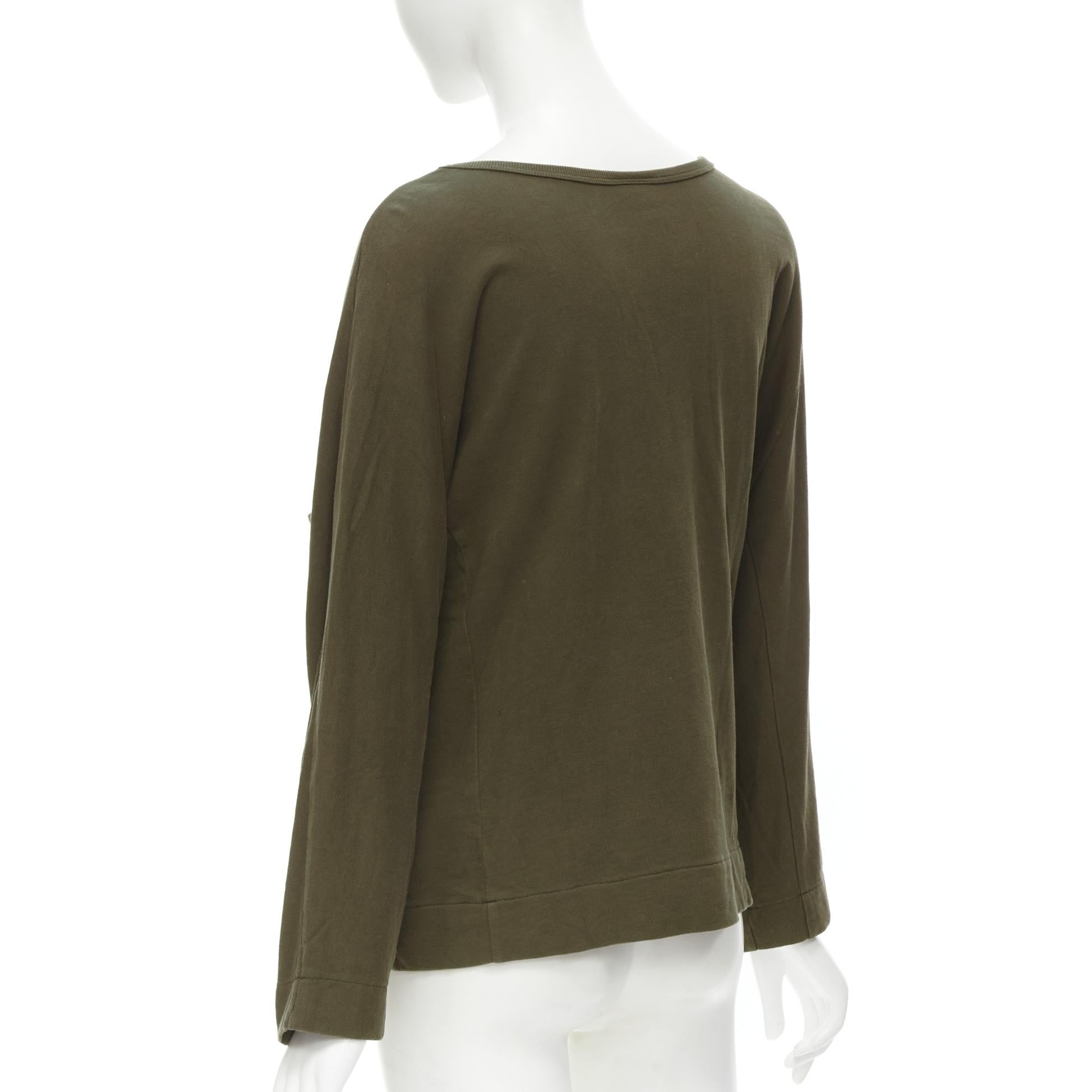 DRIES VAN NOTEN brown cotton silver zip detail sweater top M For Sale 1