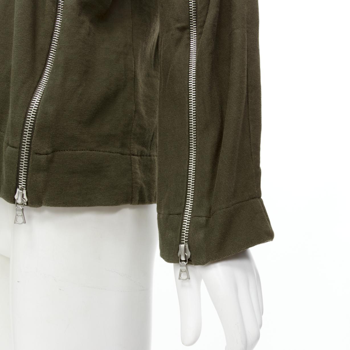 DRIES VAN NOTEN brown cotton silver zip detail sweater top M For Sale 2
