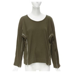 DRIES VAN NOTEN Pullover-Top aus brauner Baumwolle mit silbernem Reißverschlussdetail M