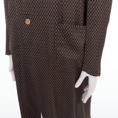 DRIES VAN NOTEN brown ethnic geometric print viscose silk robe coat IT50 L