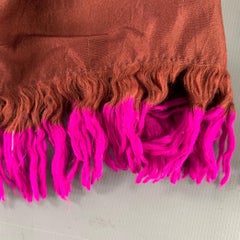 DRIES VAN NOTEN Brown Fuchsia Fringe Silk Scarf