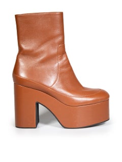 Dries Van Noten Brown Leather Platform Boots Size IT 41