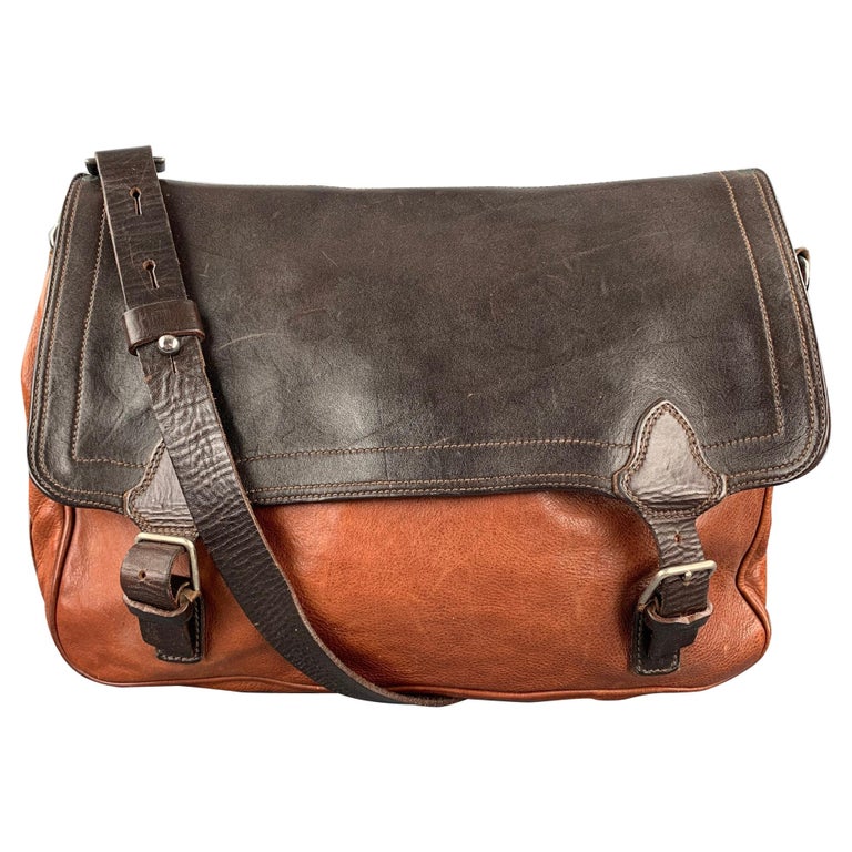 DRIES VAN NOTEN Brown Leather Rectangle Messenger Bag at 1stDibs