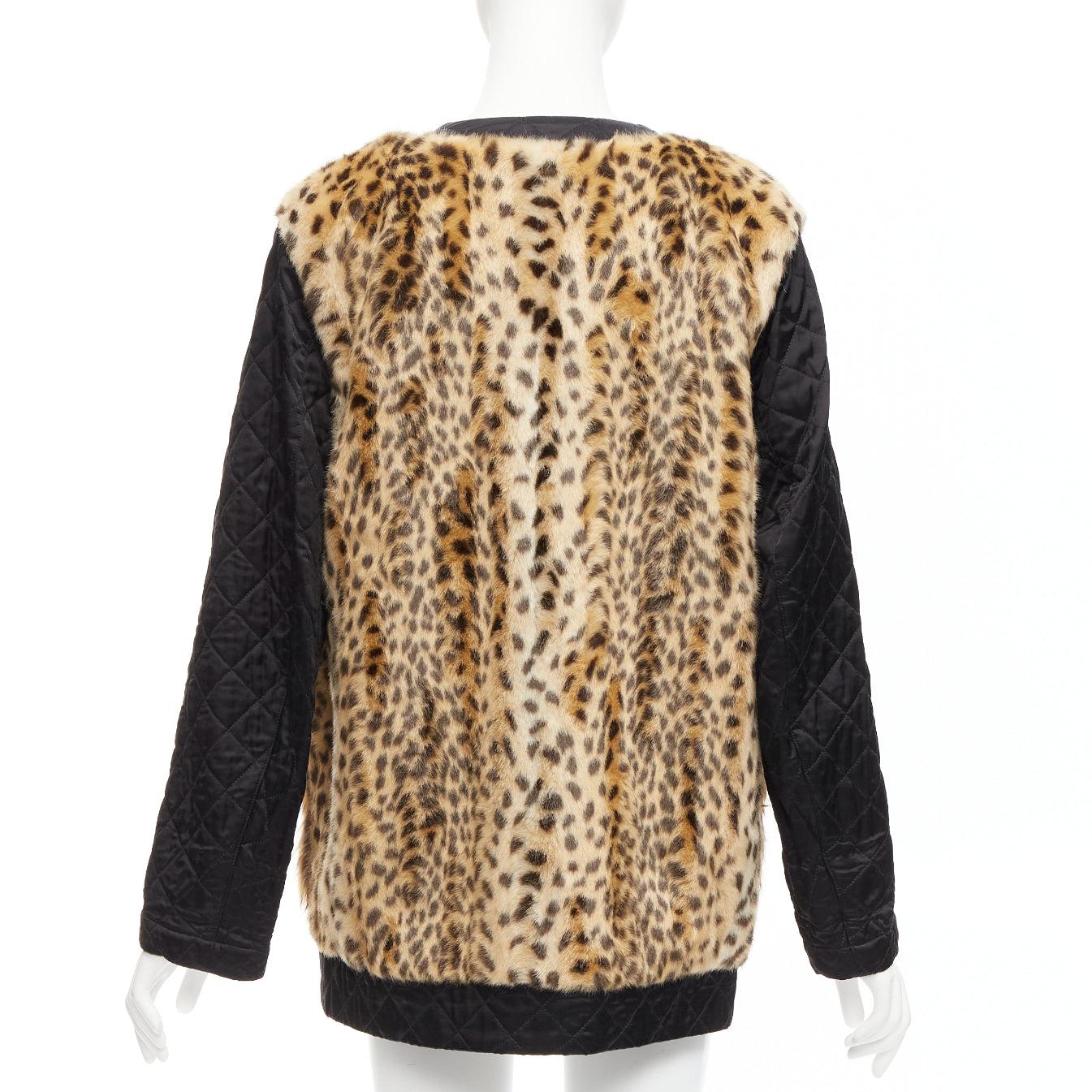 DRIES VAN NOTEN brown leopard faux fur patch pockets cardigan jacket FR38 M For Sale 1