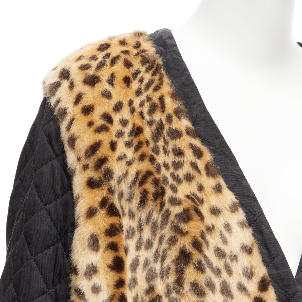DRIES VAN NOTEN brown leopard faux fur patch pockets cardigan jacket FR38 M For Sale 3