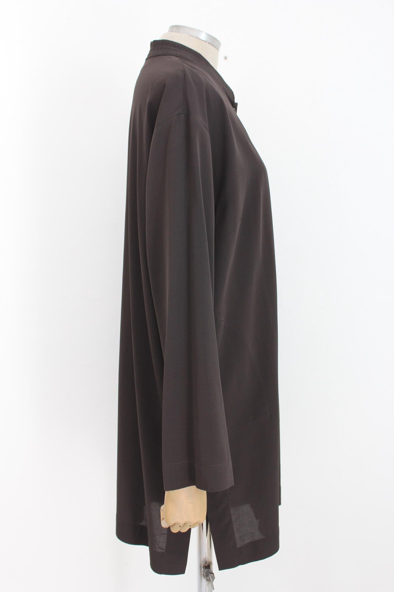 Dries Van Noten Brown Long Shirt Dress In Excellent Condition In Brindisi, Bt