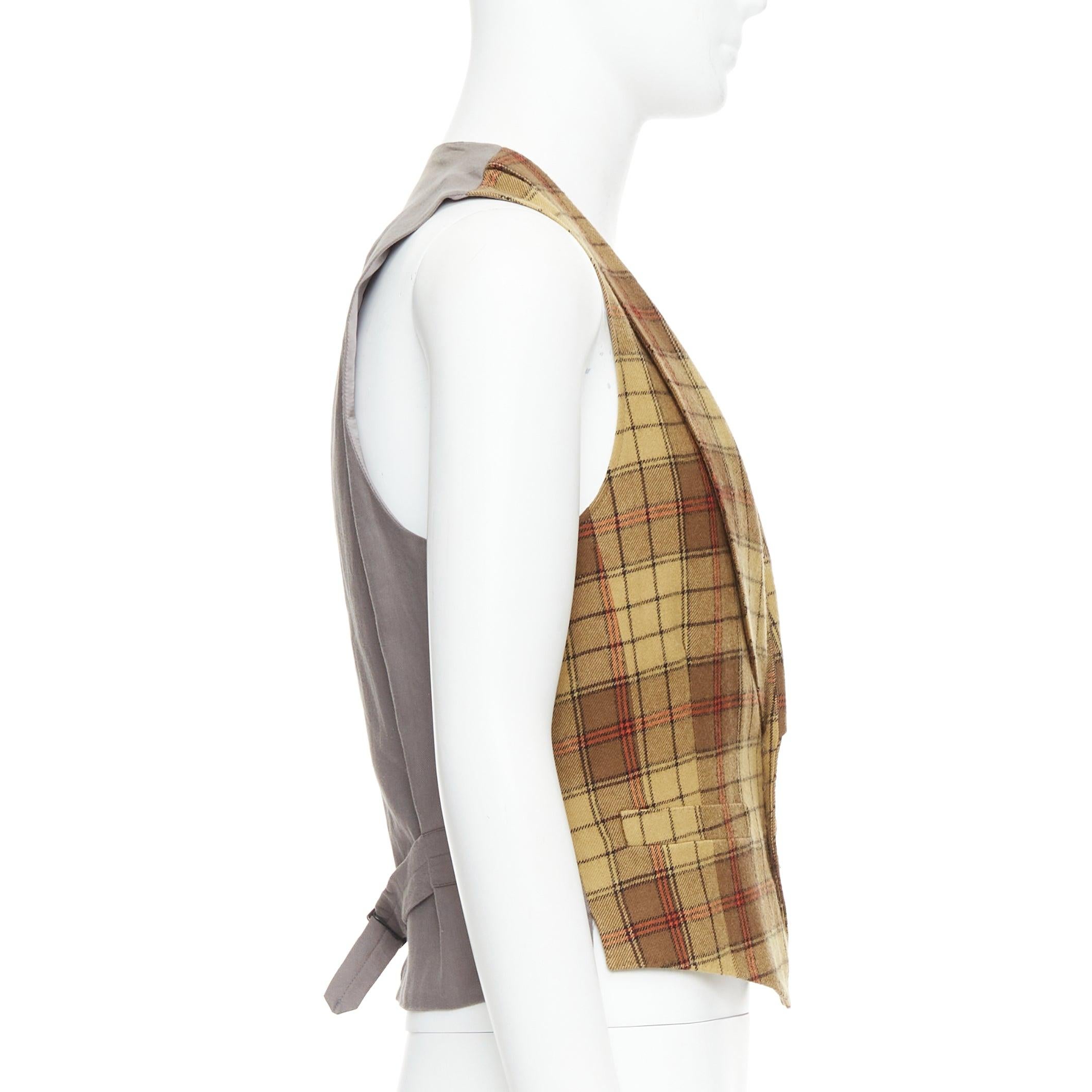 DRIES VAN NOTEN Gilet à col châle en laine 100% écossaise rouge marron IT48 M Bon état - En vente à Hong Kong, NT