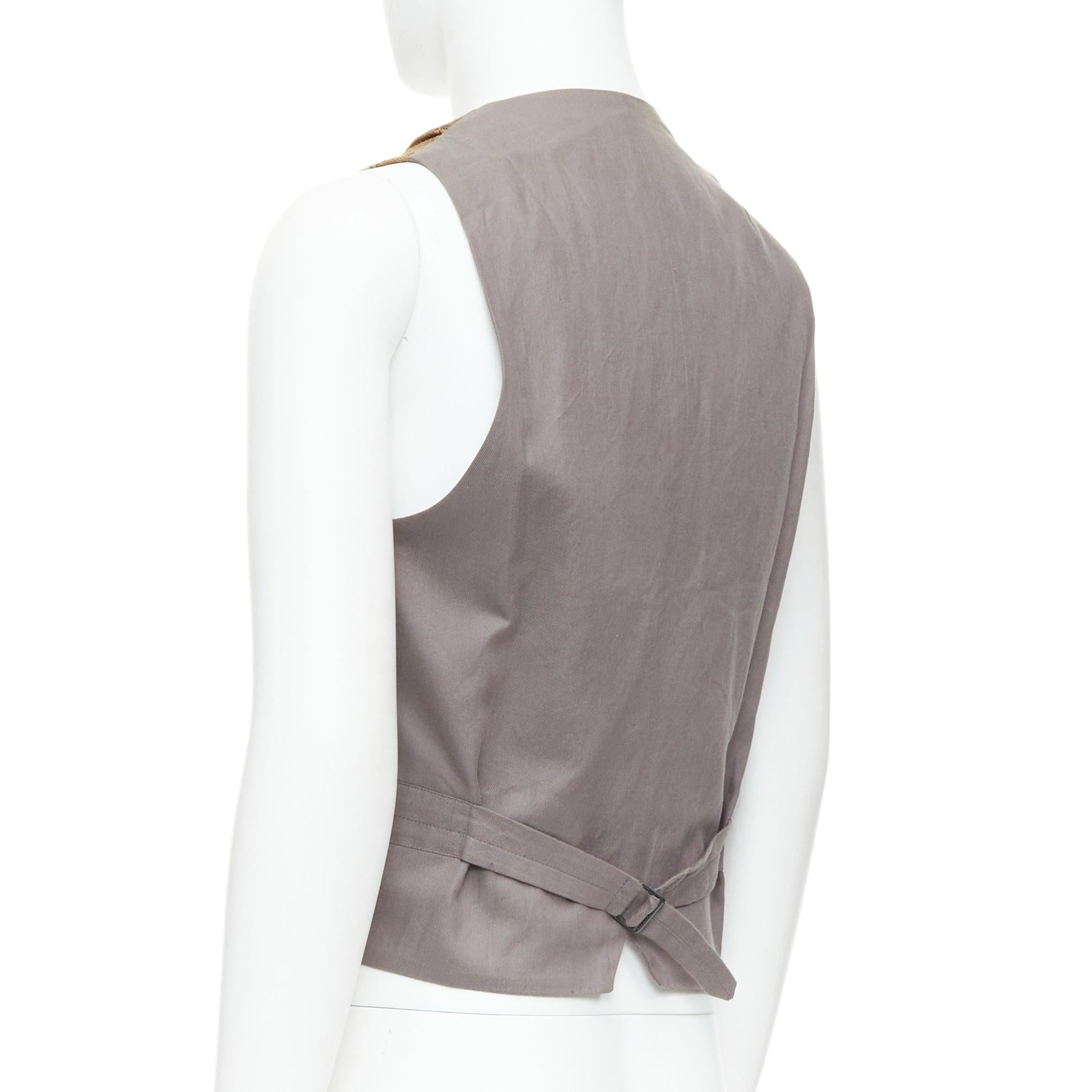 DRIES VAN NOTEN Gilet à col châle en laine 100% écossaise rouge marron IT48 M en vente 1