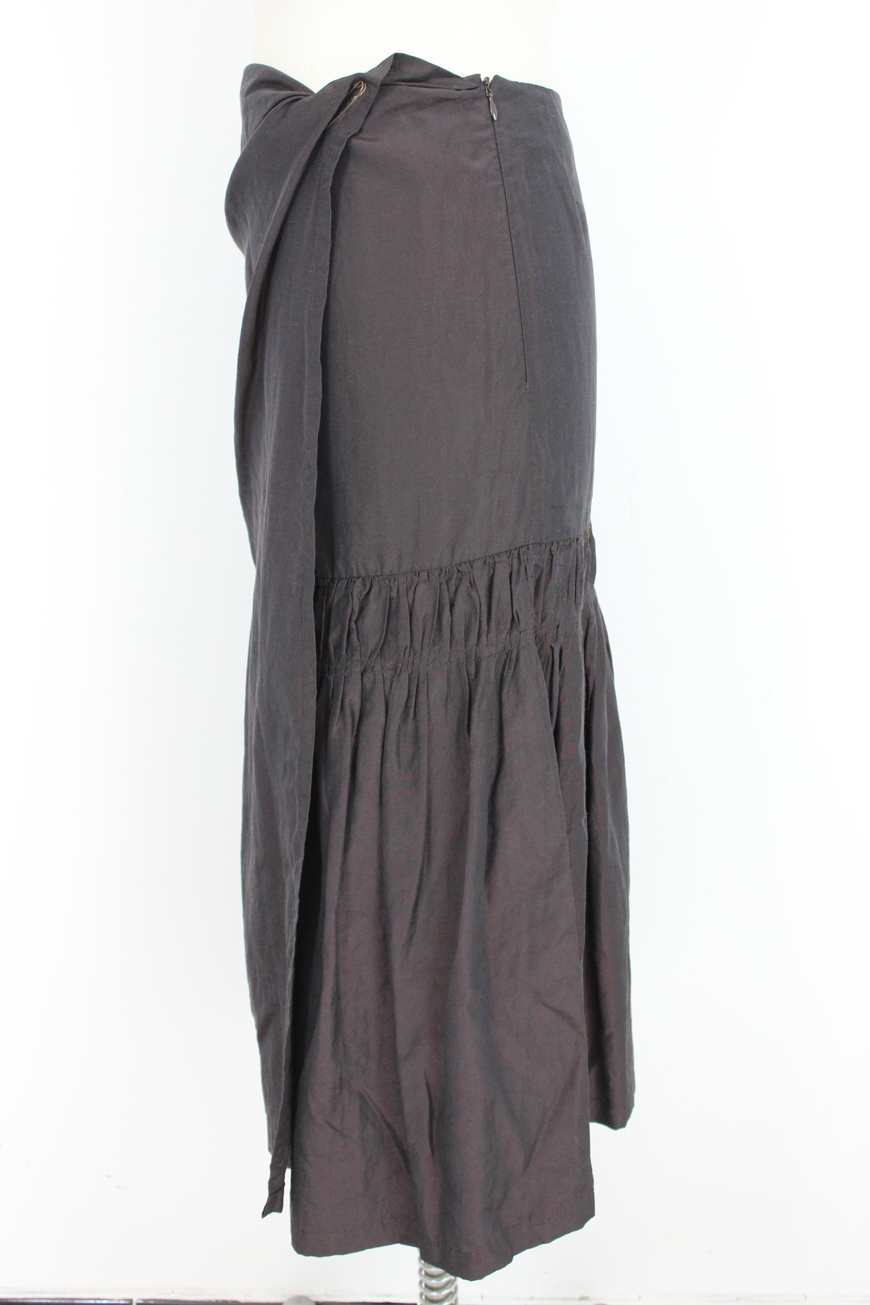 Black Dries Van Noten Brown Silk Vintage Flared Skirt