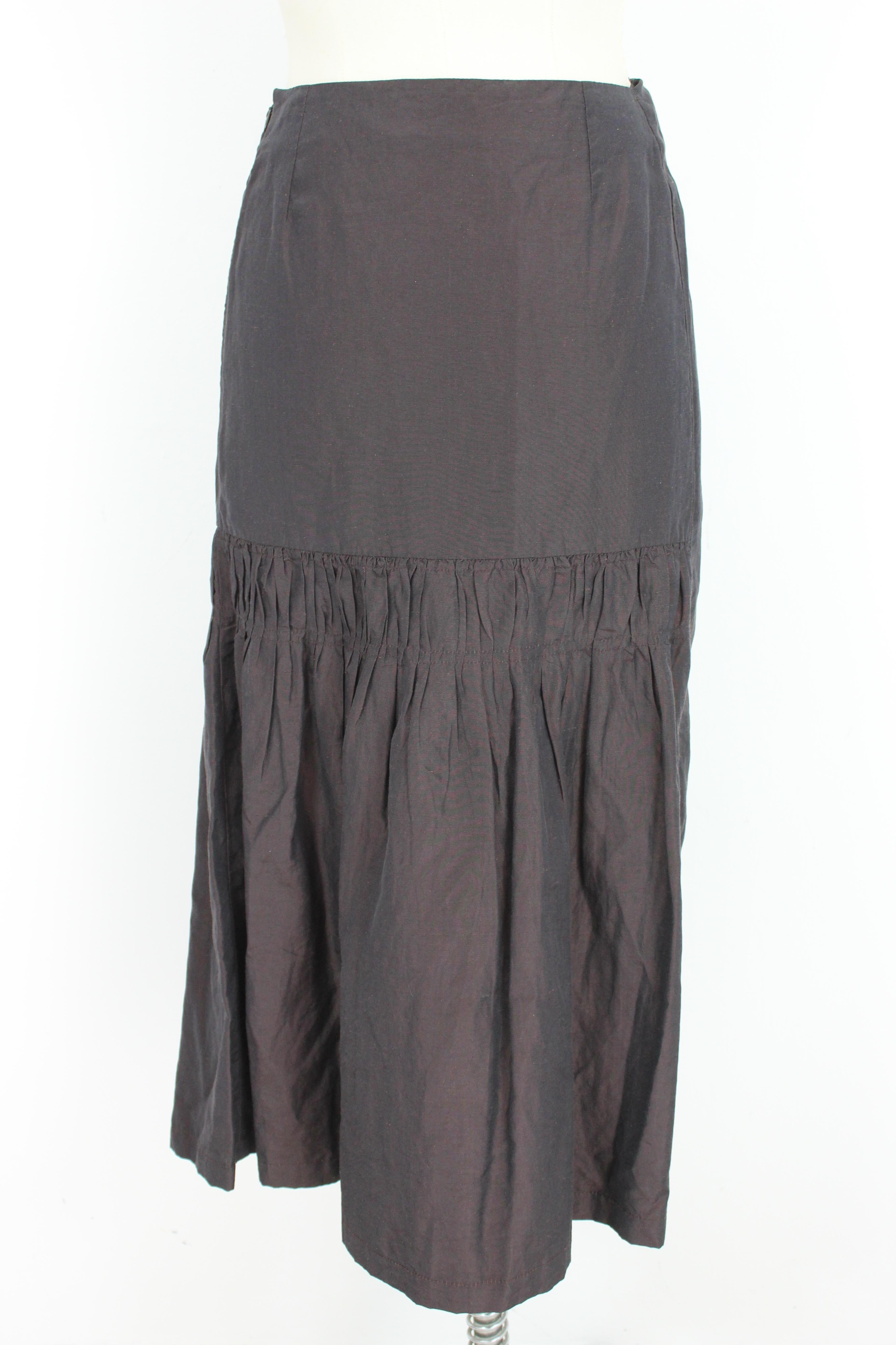 Dries Van Noten Brown Silk Vintage Flared Skirt In Excellent Condition In Brindisi, Bt