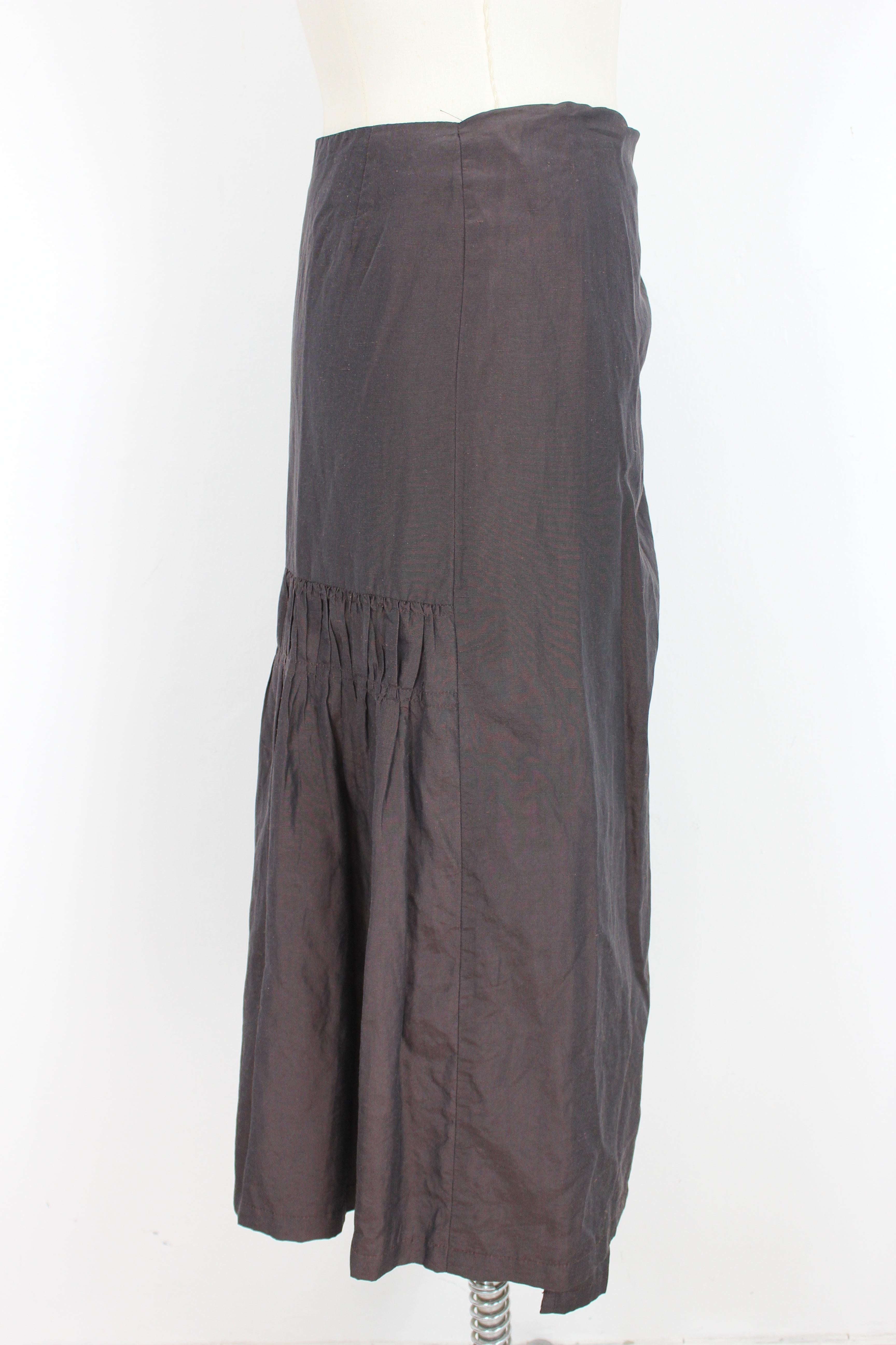 Women's Dries Van Noten Brown Silk Vintage Flared Skirt