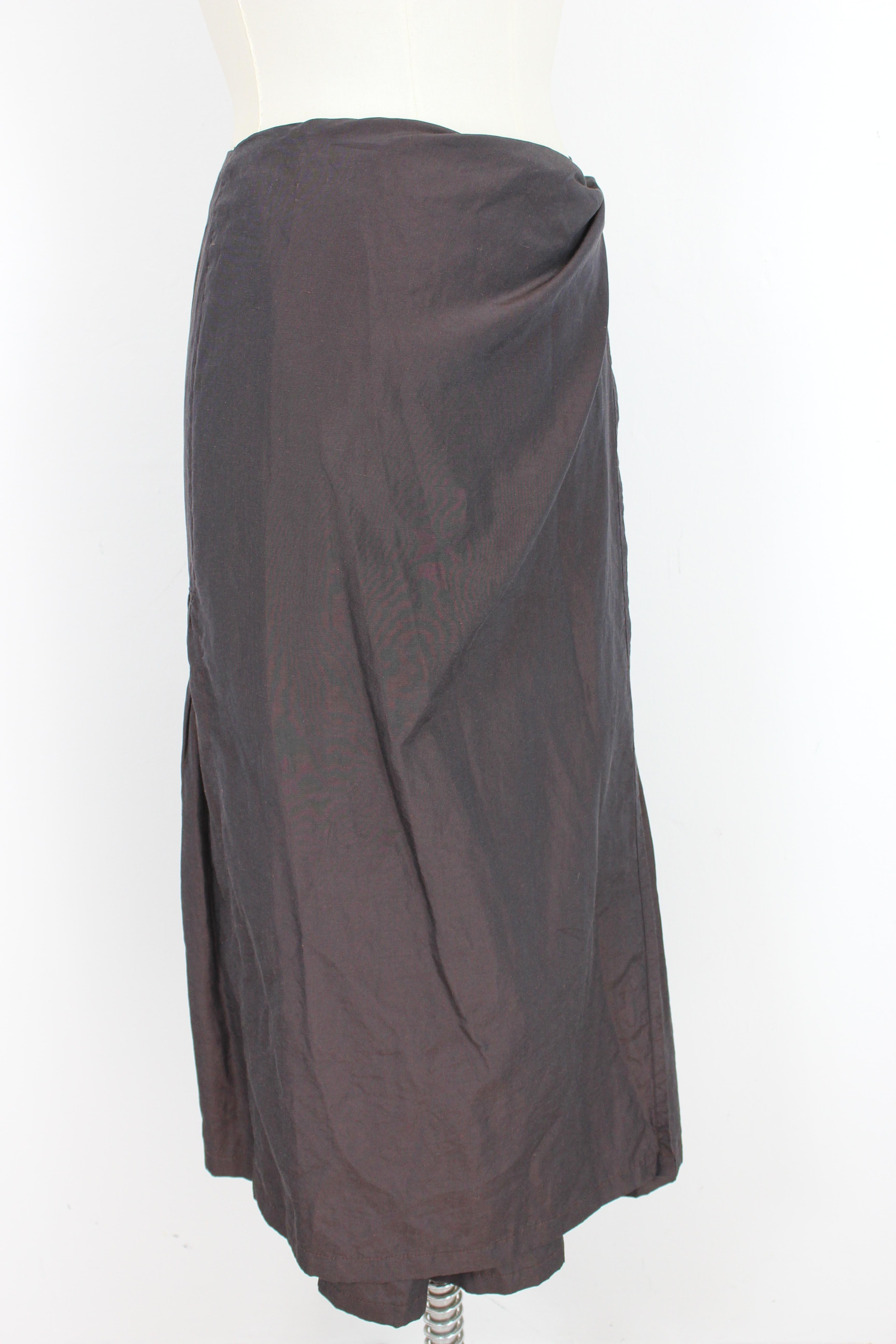 Dries Van Noten Brown Silk Vintage Flared Skirt 1