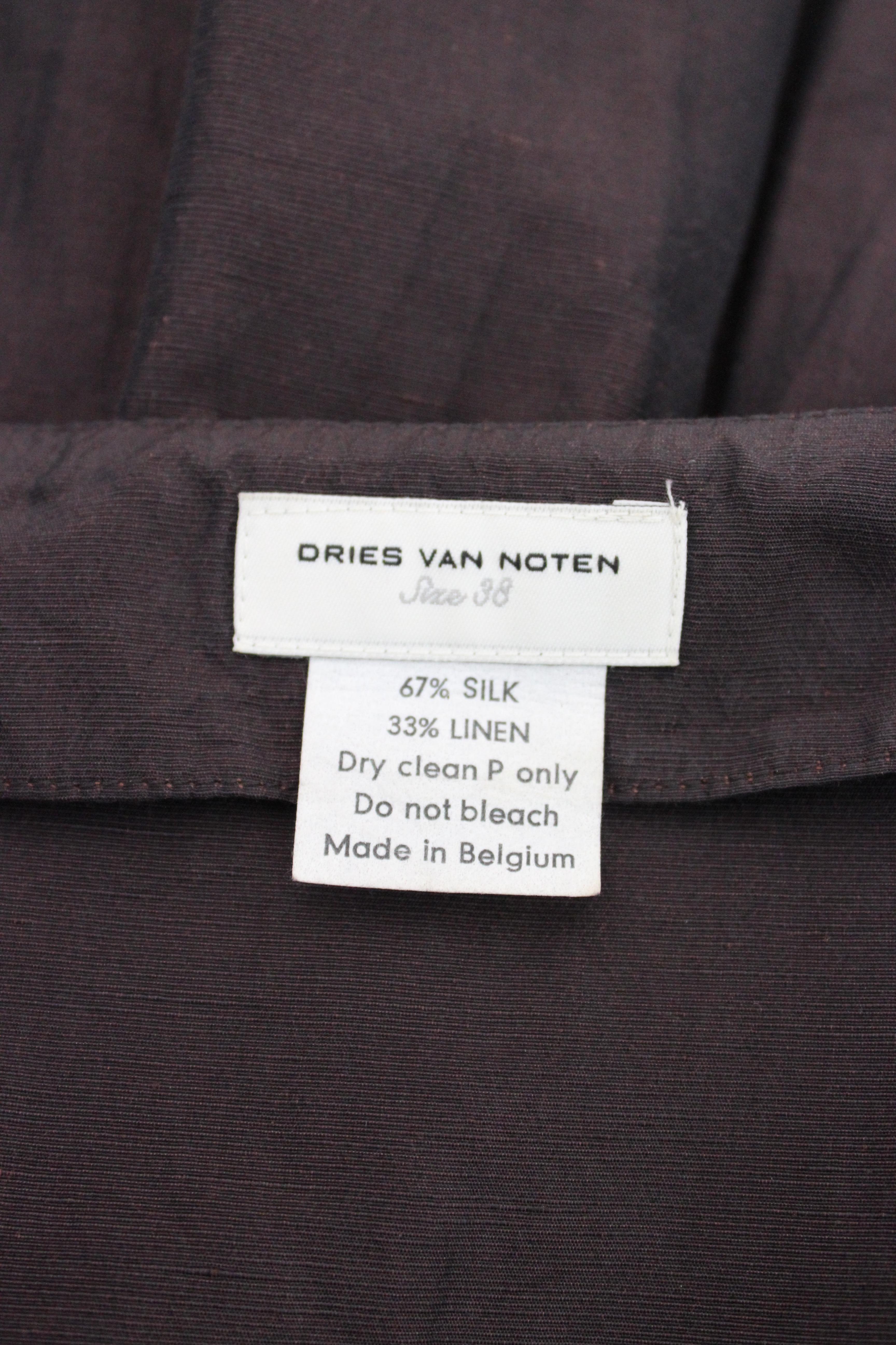 Dries Van Noten Brown Silk Vintage Flared Skirt 2