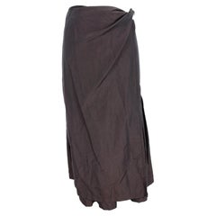Dries Van Noten Brown Silk Used Flared Skirt