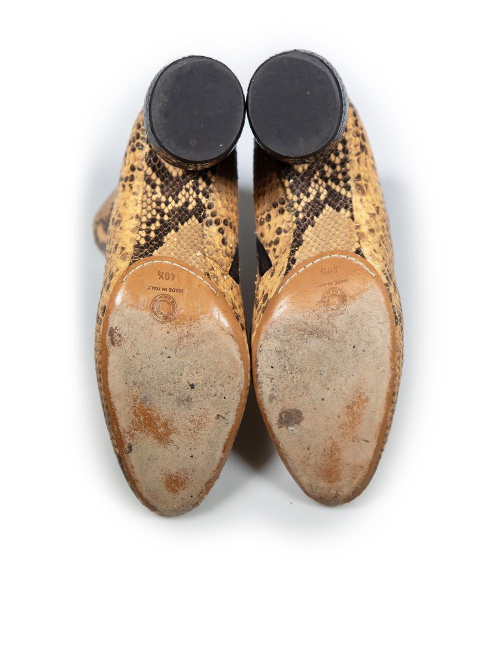 Dries Van Noten Brown Snakeskin Leather Boots Size IT 40.5 In Good Condition In London, GB