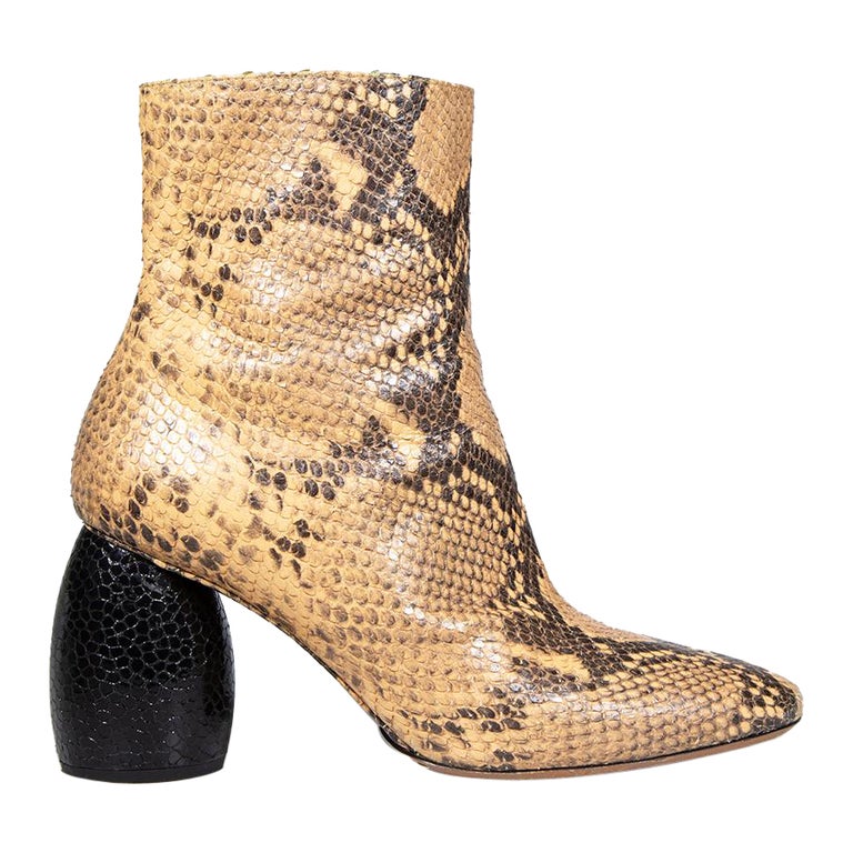 Dries Van Noten Brown Snakeskin Leather Boots Size IT 40.5  display picture 3